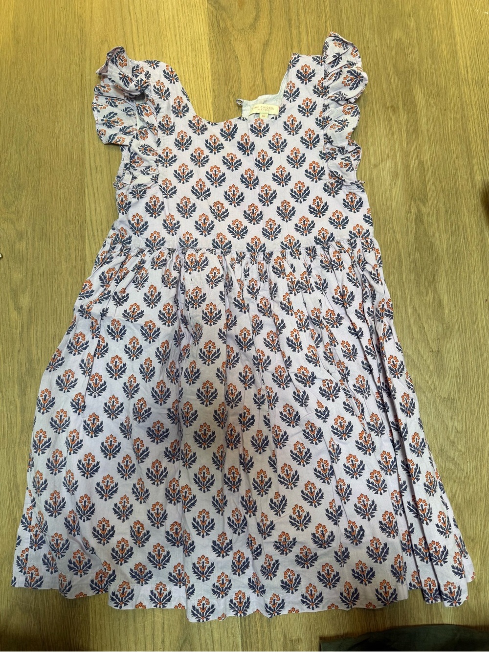 Pink Chicken Lavender Floral Print Sundress with Navy and Coral Motif